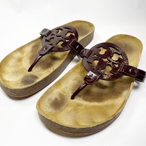 Tory Burch Patent Leather Logo Thong Sandals size 9